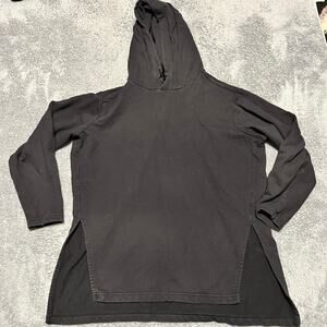 Athleta Hoodie Sweatshirt Womens Medium Yogi Black Long High Low Side Slits